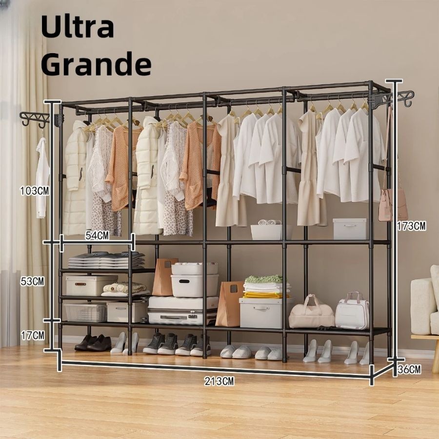 Arara Roupeiro Guarda Roupa Grande Portatil Cabideiro Para Roupa Sapateira Organizador Multiuso Armário