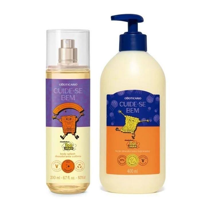 kit creme hidratante body splash bob esponja