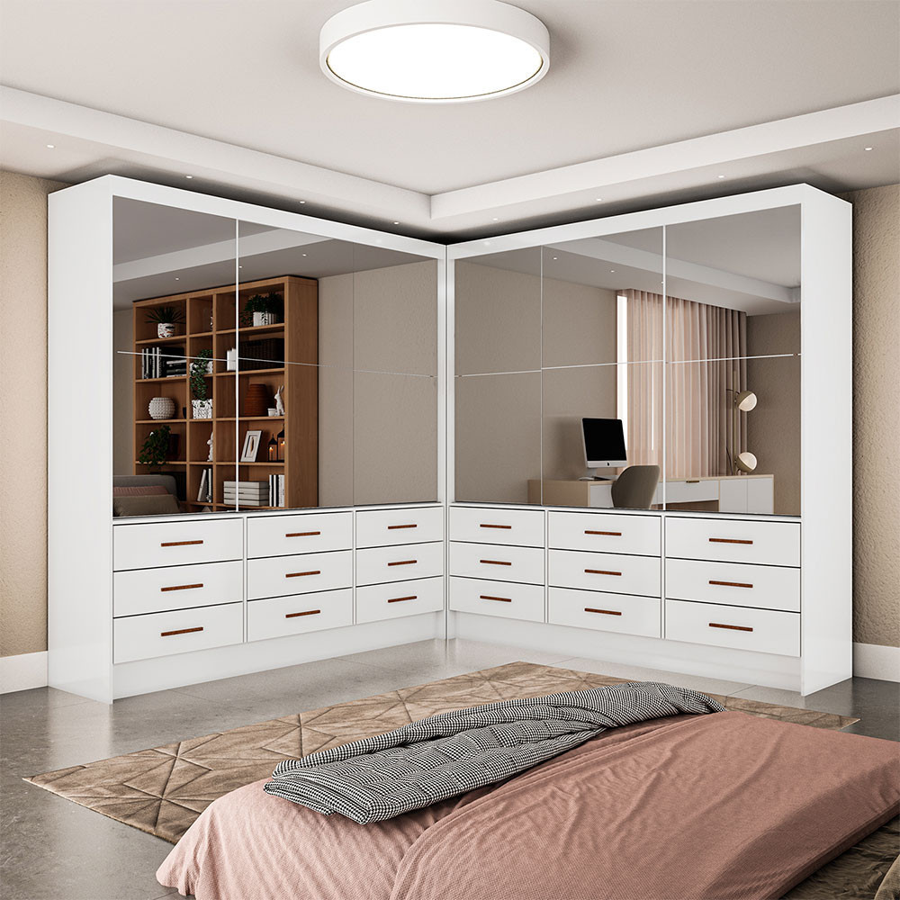Closet Sevilha 6 Portas Casal Duplo Premium 18 Gavetas Carioca Moveis