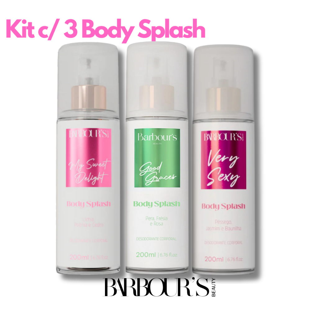 Kit 3 Body Splash Feminino Barbour’s Beauty 200ml – Perfume Feminino com Alta Fixação