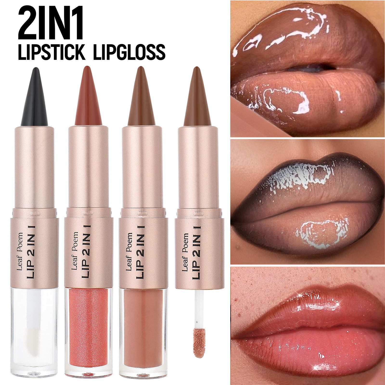 Lápis Labial 2 Em 1 Com Espelho E Brilho: Lápis Labial, À Prova D'água, Contorno Labial, Maquiagem Não Pegajosa