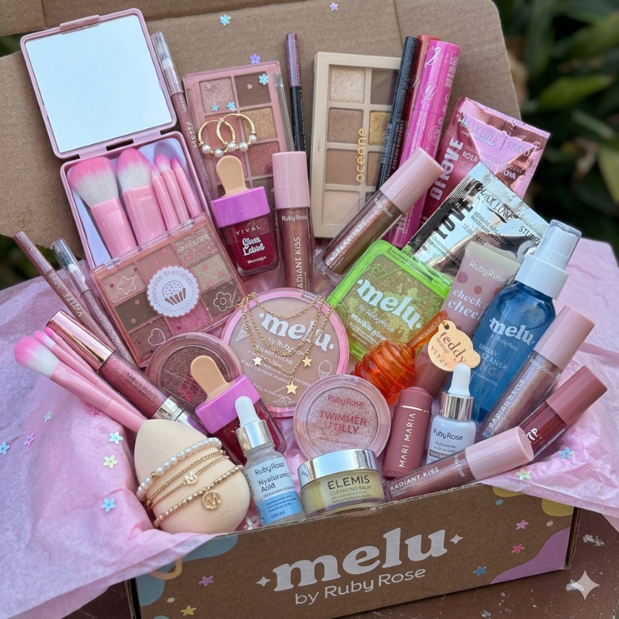Kit de Maquiagem 10 Produtos Melu Ruby Rose Febella Max Love MELU Natalia Beauty Acessorios de Cabelo Joias