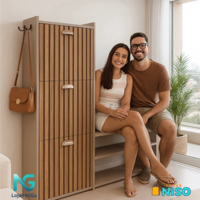 Sapateira Closet Vertical 79x66 Organizadora 12 Pares Calçados Dakota 1.15x95 com Gancho Bolsa