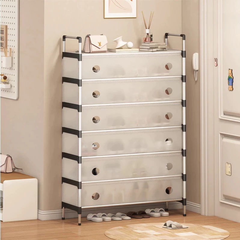 haosin Sapateira Vertical De Aço Inoxidável , Sapatos Multiuso , 5 Camadas , À Prova De Poeira , rack De Armazenamento