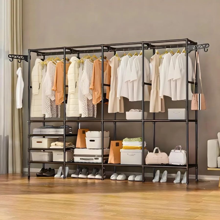 Guarda Roupa Arara Roupeiro Grande Portatil Cabideiro Para Roupa Sapateira Organizador Multiuso Armário bom