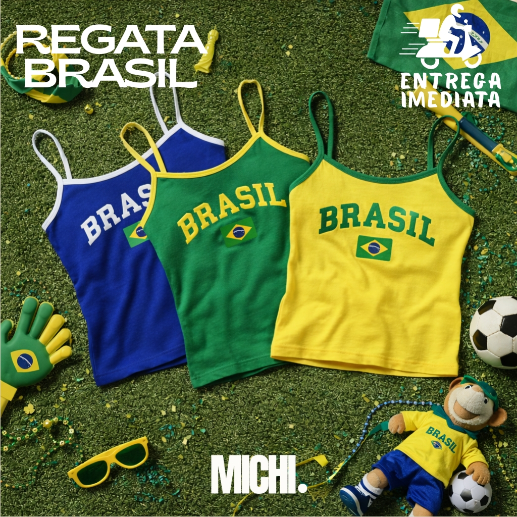 Regata Brasil Feminina Alcinha Suplex Brazilcore Baby Look Moda Gringa Copa Do Mundo