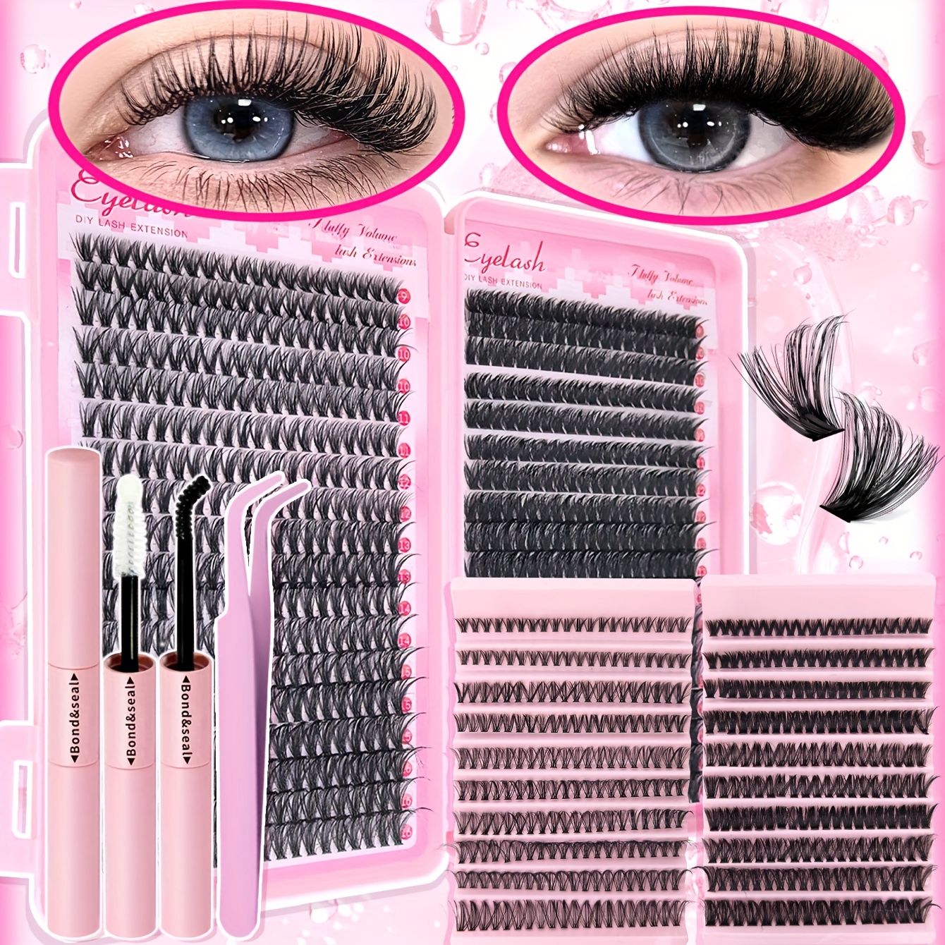 Kit De Extensão De Cílios Único Cd Curvado Com Cola Para , Selante E Pinça 8-16MM