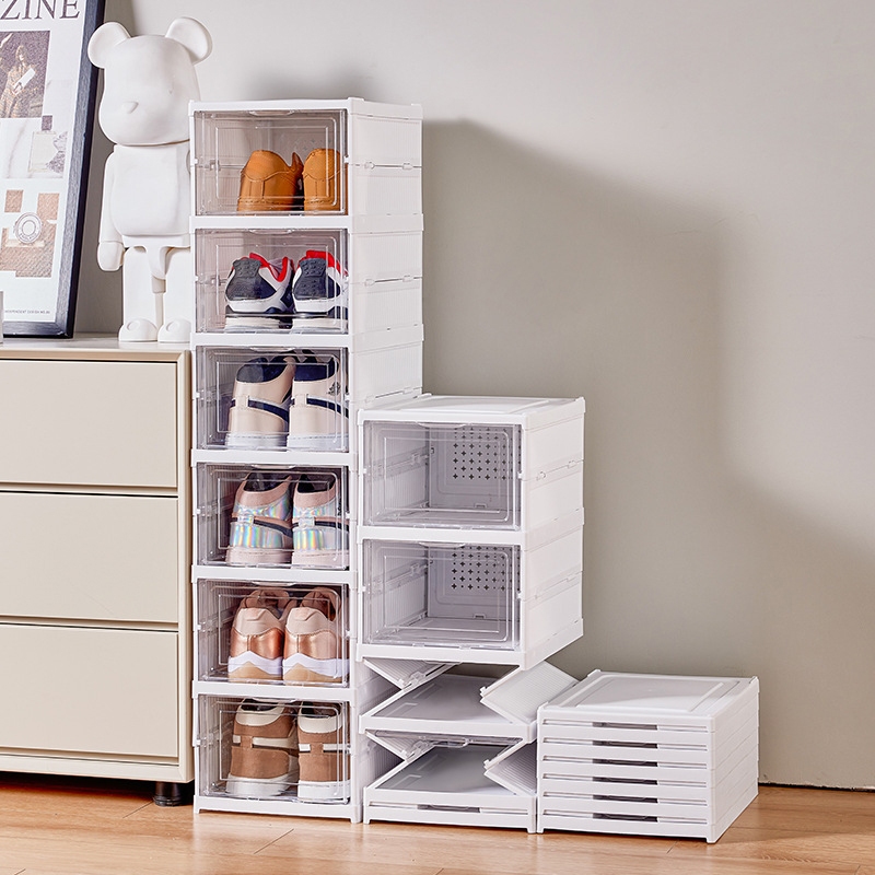 HAOSIN 6 Camadas Caixa De Sapateira Organizadoras Para Sapatos Tênis Empilhável Tampa Flip