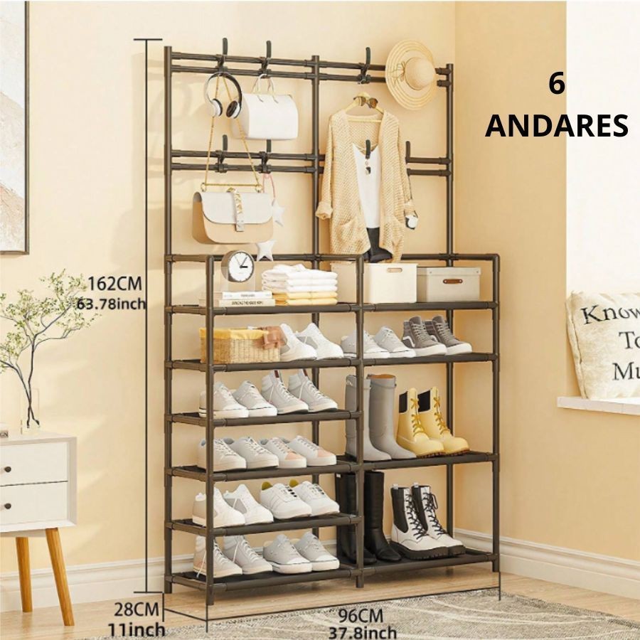 Arara Sapateira Organizadora 4 5 6 e 7 cabideiro suporte Multiuso Sapato Tênis Roupa Quarto Armários