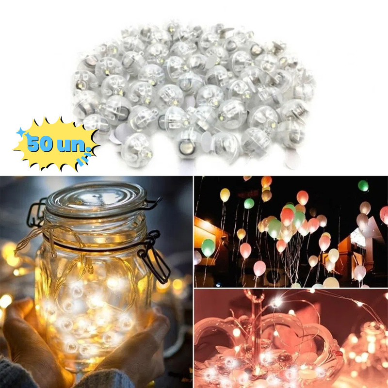 Mini LED luz Bolinha Kit 50/100/150 un. com bateria Sem fio p/decoração- balões,Flores,Festas e DIY
