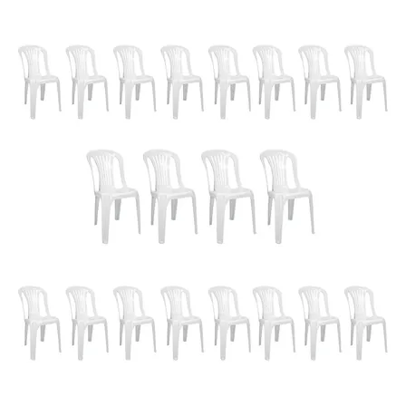 Kit 20 Cadeiras Plástica Bistrô Reforçada Polipropileno Branco