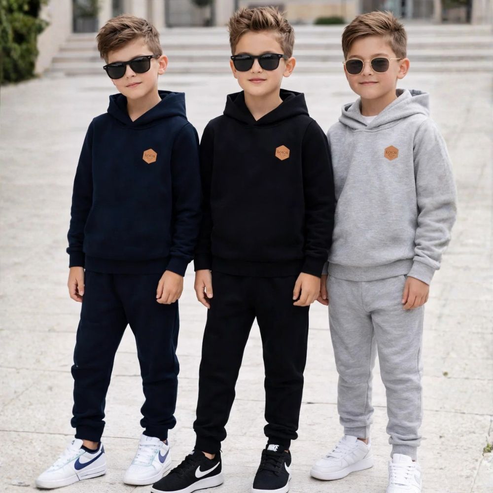 Conjunto Moletom Infantil Menino Grosso – Casaco + Calça Moletom Quentinho Básico Escolar