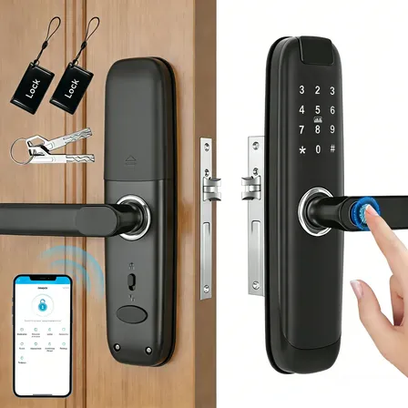 Fechadura Digital Biométrica Tuya Com Wi-fi Para Casa E Hotel Preto