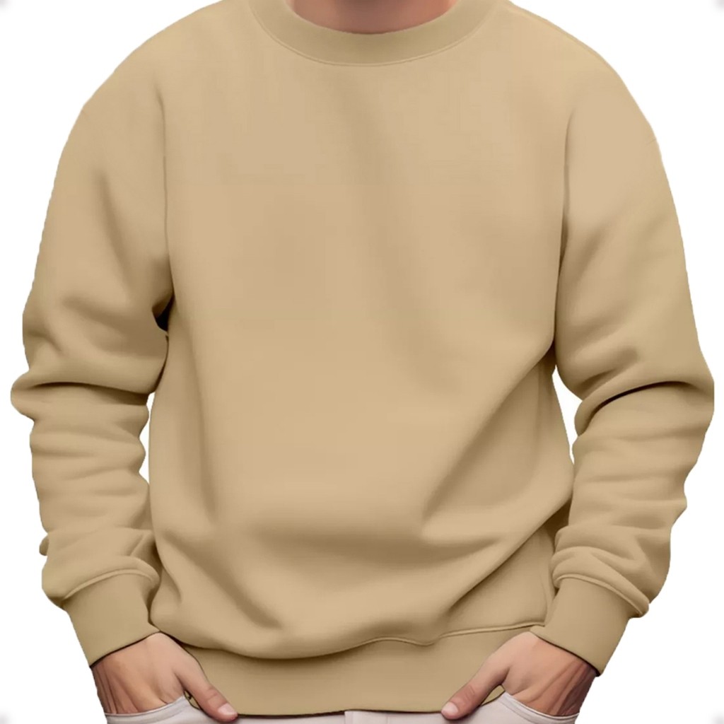 Moletom Gola Redonda Unissex Blusa De Frio Careca Casaco Feminino Masculino Flanelado Sem Estampa Algodão