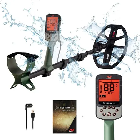 Detector De Metal X-terra Pro Minelab Totalmente À Prova D'água 5 Metros, Bateria Recarregável, 4 Frequências E 6 Modos De Busca Verde