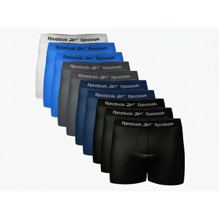 Kit 10 Cuecas Boxer Reebok Sem Costura Microfibra