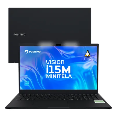 Notebook Positivo Vision I15m Com Minitela, Intel Core 3, 8gb De Ram, Ssd De 256gb E Tela De 15,6  Full Hd Ips Antirreflexo Preto