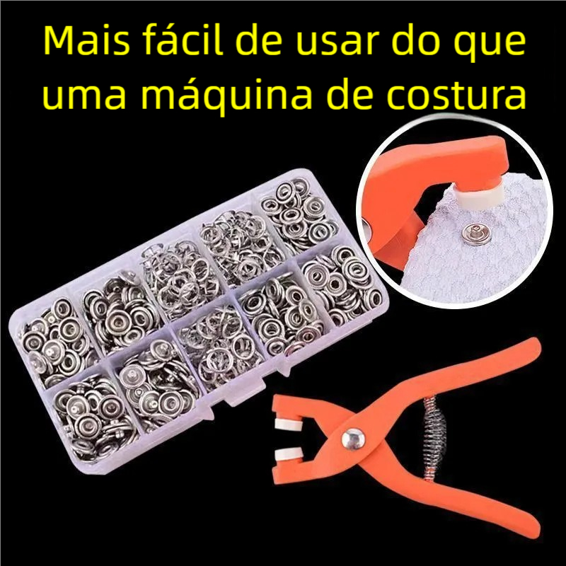 50 Conjuntos de Botões de Cinco Garras de Metal + Alicate de Pressão Acessórios de Costura DIY para Roupas Ferramenta de