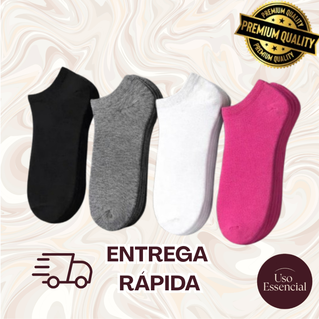 Kit 3 A 12 Pares Meia Soquete Cano Curto Feminina Confortável
