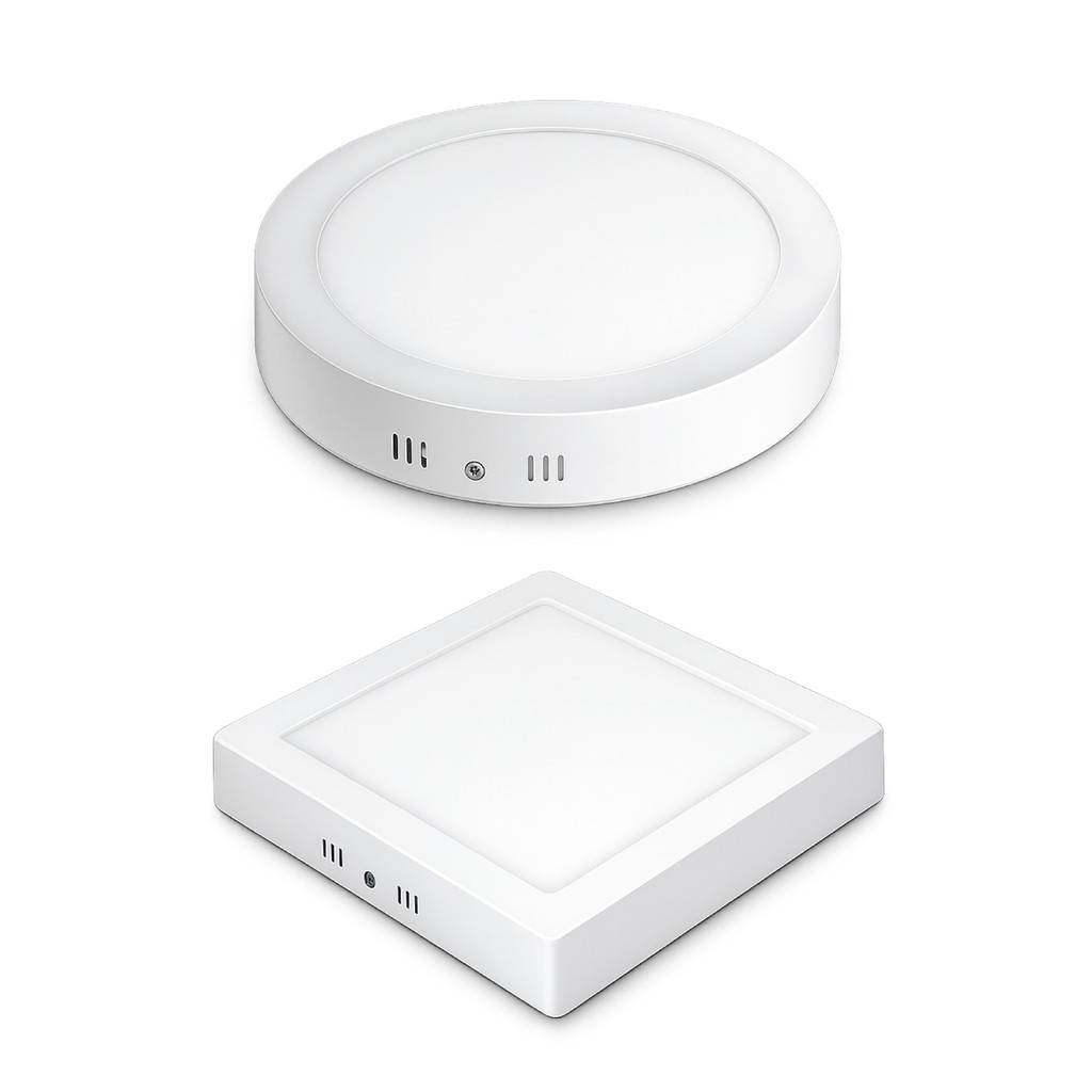 kit 4 Painel Sobrepor 18w 22,5cm Quadrado ou Redondo 3000K 4000K 6500K luminaria plafon