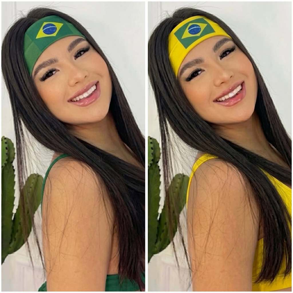 Faixa de Cabelo Bandeira do Brasil Verde Amarelo Azul e Branco Kit Copa