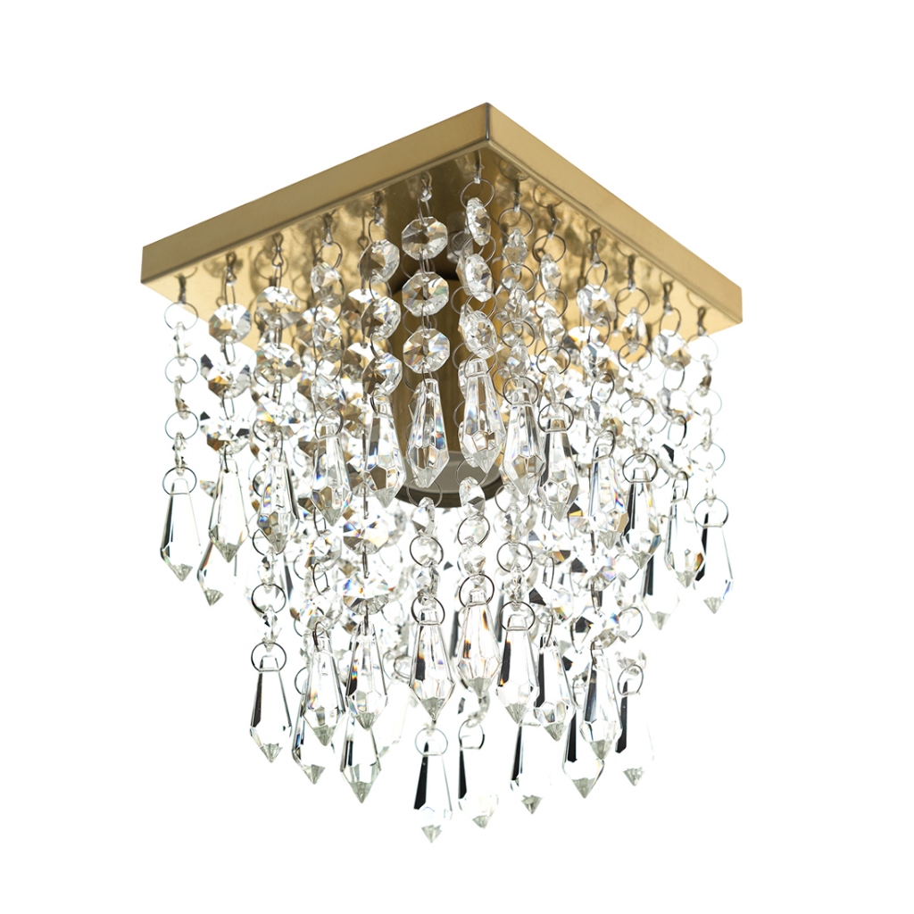 Lustre Plafon De Cristal Acrilico Spark Dourado Maravilhoso