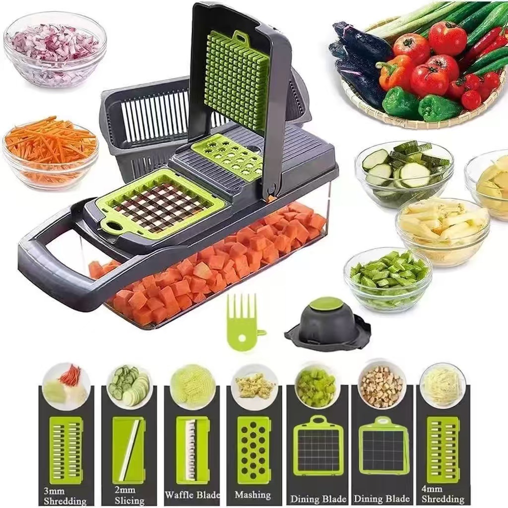 Fatiador De Cozinha Ralador De Legumes Multifuncional Profissional Em Aço Inoxidável 16 em 1 Vegetais/Frutas