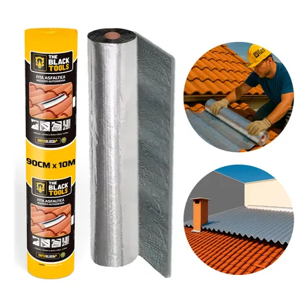 Manta Asfáltica Auto Adesiva Aluminizada - 90cm X 10m