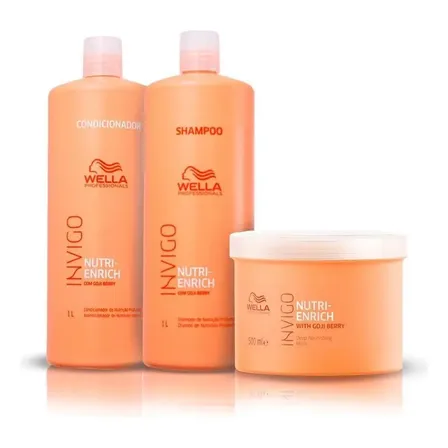 Kit Wella Invigo Nutri Enrich Sh 1lt + Cond 1lt + M 500g