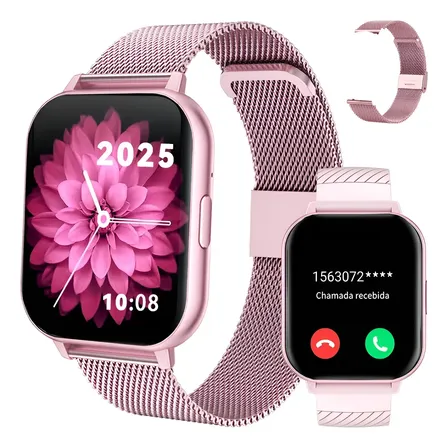 Relógio Smartwatch Prova D'água Ultra Mulher Preto Original Rosa