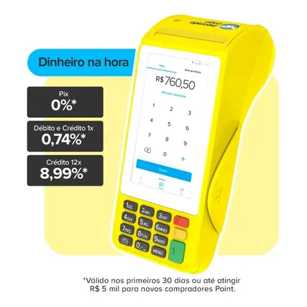 Maquininha De Cartão Pro 3 Mercado Pago Point Amarela Vivo 4g/wifi/nfc Distribuidor Autorizado 127/220v