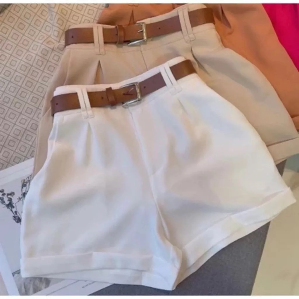 SHORT ALFAIATARIA FEMININO CINTURA ALTA COM BOLSO SOCIAL PROMOÇÃO ENVIO IMEDIATO
