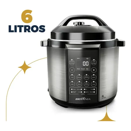 Panela Pressão Britânia Bpp06p Preto Com Inox