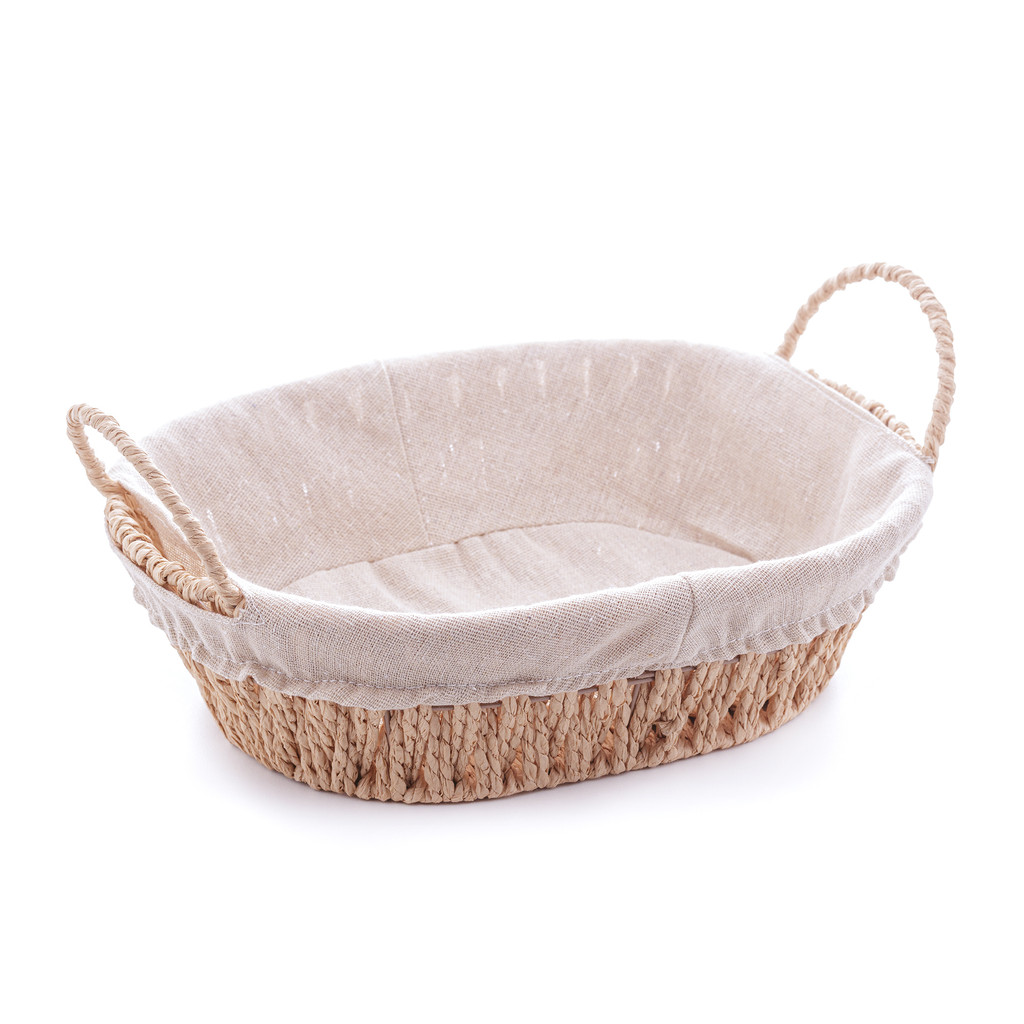Cesta pães Oval com Alça em Papel com Forro em Tecido 29cm x 20cm x 12cm - Wolff