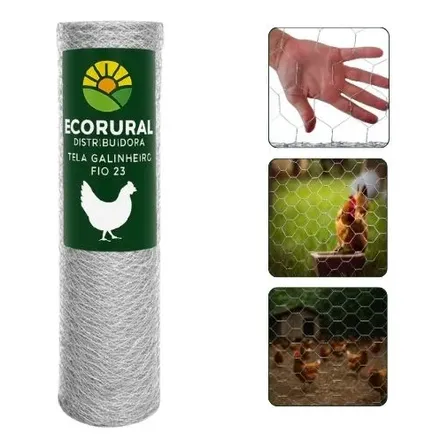 Tela Galinheiro Fio 23 1,50x50m Arame Galvanizada Uso Rural Prateado