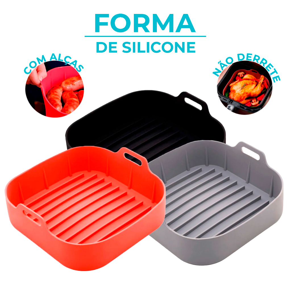 Formas De Silicone Quadrada Air fryer Antiaderente Cesto Silicone Fritadeira Elétrica