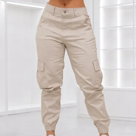 Calça Cargo Jogger Jeans Feminina Com Bolso Lateral Premium