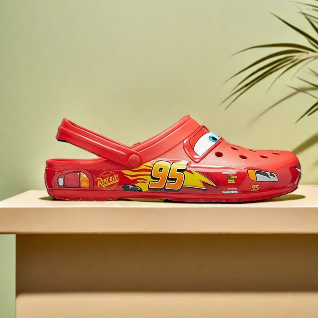 [Entrega Rápida] Sandálias Adultas Car McQueen Chinelos De Praia Ao Ar Livre Sapatos Vermelhos Exclusivos