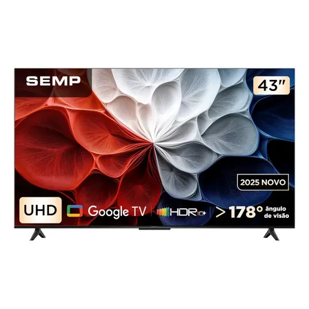 Smart Tv Semp 43 Polegadas Led Hva 4k S62 Wifi Bluetooth Google Tv 3 Hdmi Hdr10+ Dolby Audio 43s62