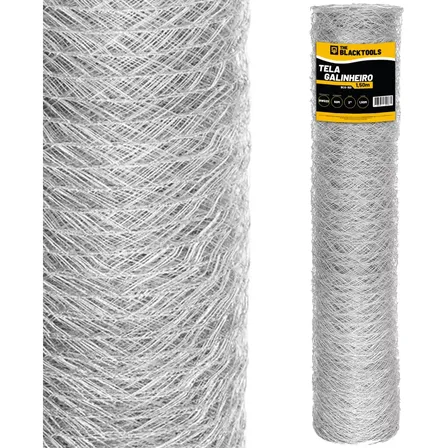 Tela Galinheiro Malha 2 Fio 23 50m X 1,50m Galvanizada horta